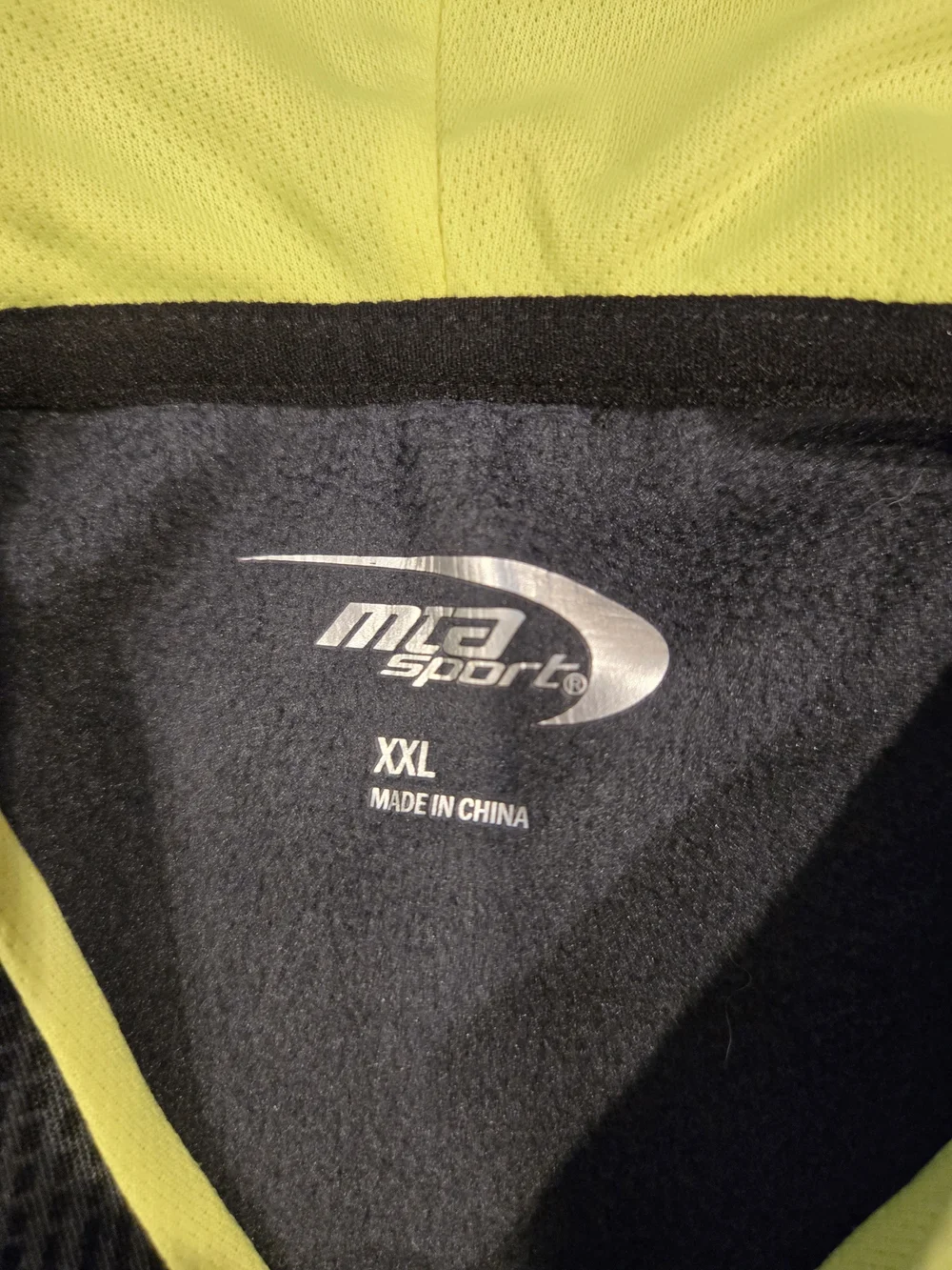 MT Men's Black Geometric Performance Hoodie with Neon Yellow Lining